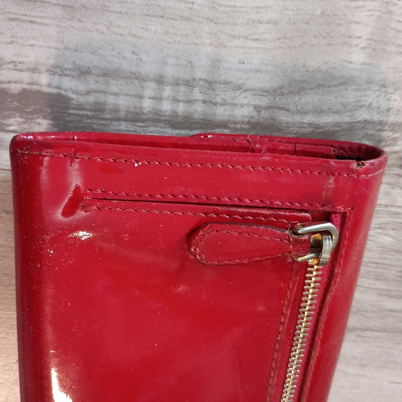 Auth PRADA Pink Patent Leather Gold-Tone Logo Womens Long Wallet - Picture 6 of 16